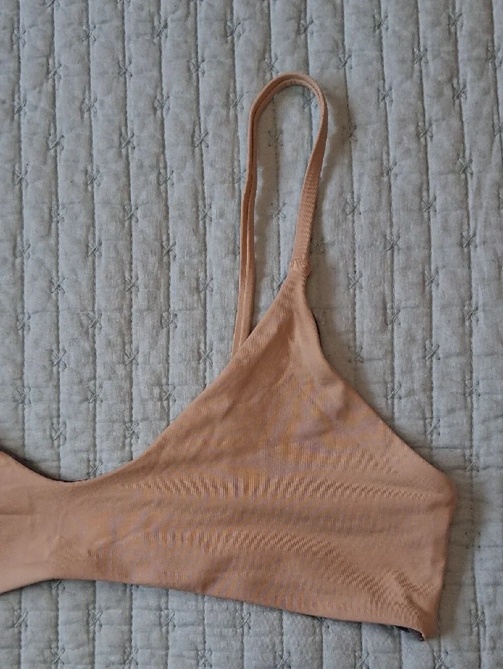 Boys + Arrows Nude and Gray Teagan Bralette Bikini Top